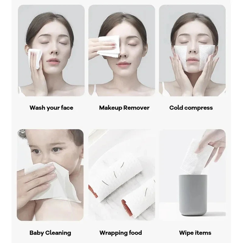 Soft Disposable Face Towels — 100 Count Cotton Cleansing Wipes