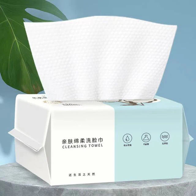 Soft Disposable Face Towels — 100 Count Cotton Cleansing Wipes