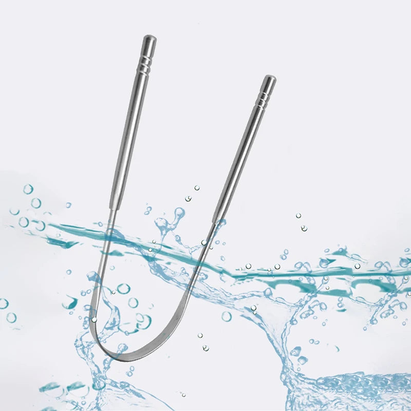 Stainless Steel Tongue Scraper — Remove Bacteria & Freshen Breath Instantly