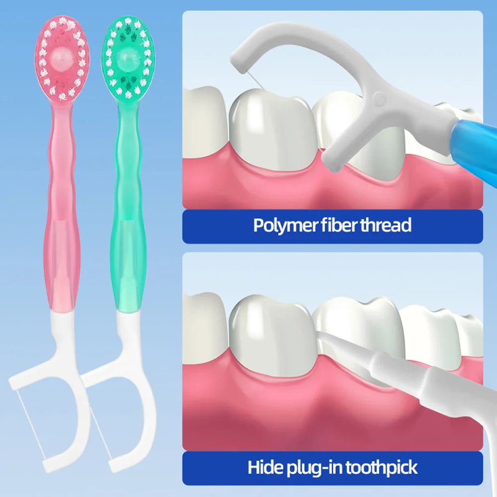 Disposable Travel Toothbrush with Built-In Toothpaste & Floss — Fresh Breath Anywhere
